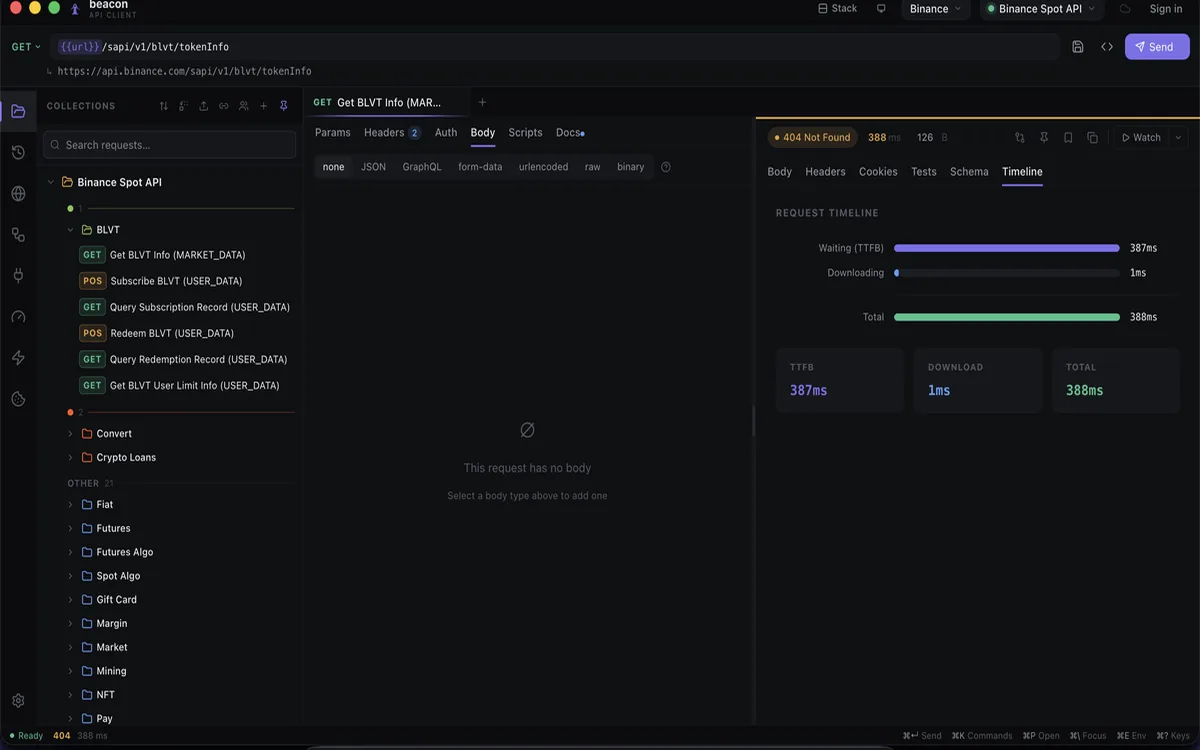 A full request timeline: TTFB, download, and total.