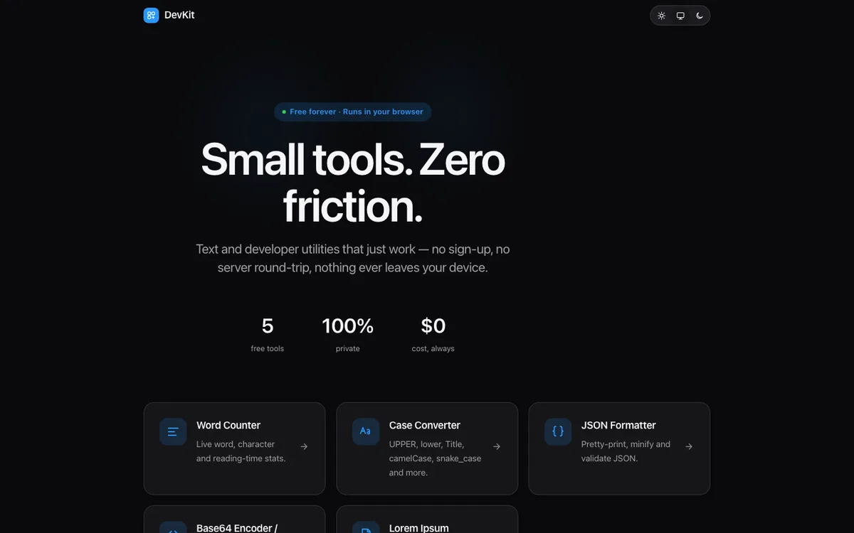 A screenshot of DevKit