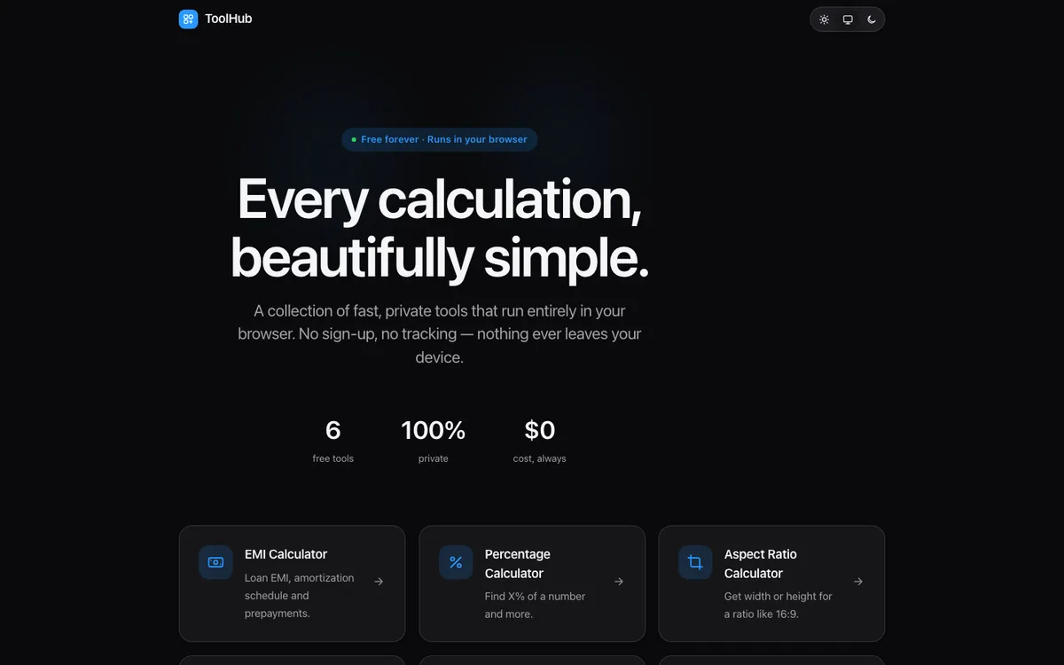 A screenshot of ToolHub